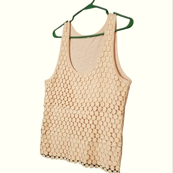J. Crew Tops - J  Crew Peach lace overlay Tank top Size L